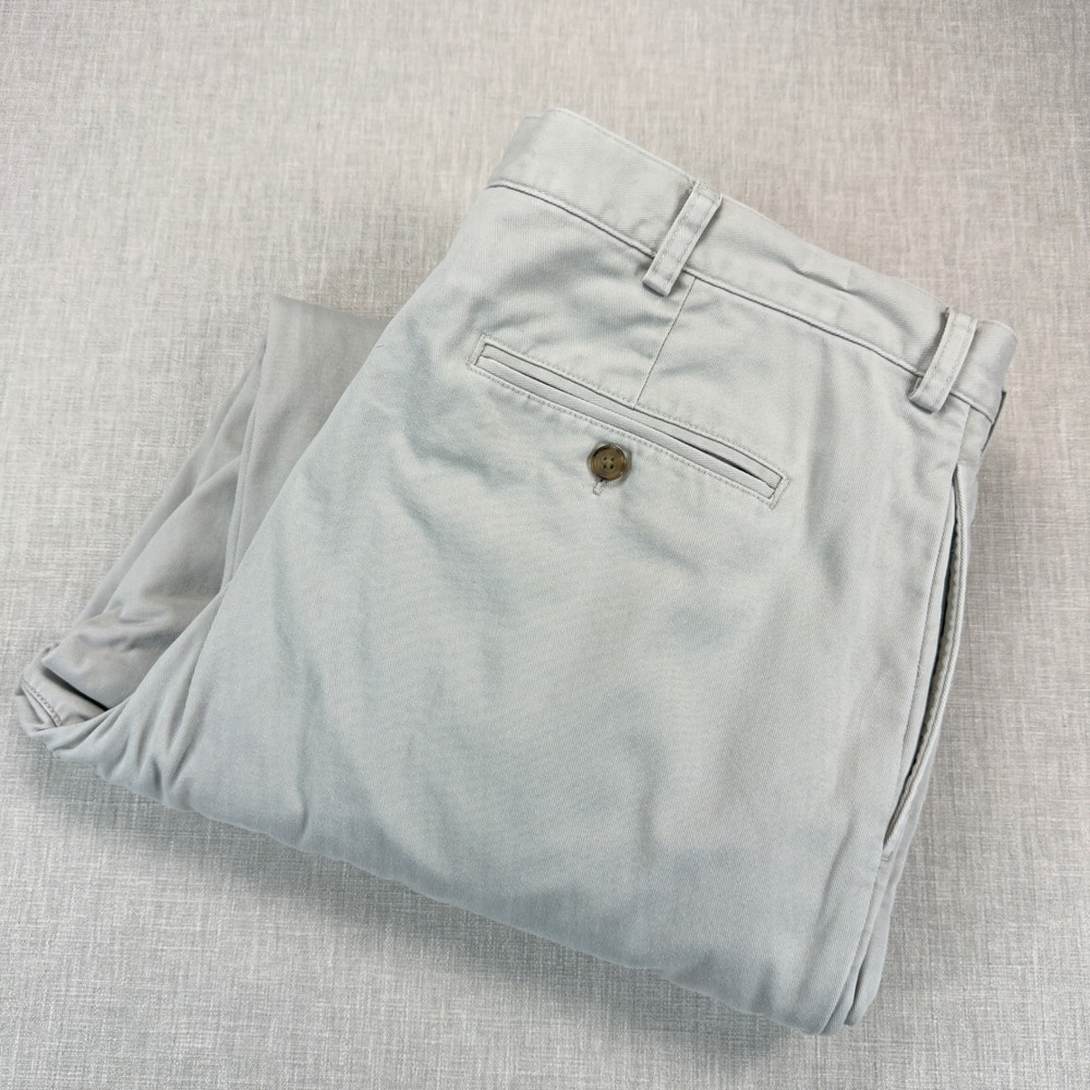 LL Bean Chino Pants Mens 40x32 Light Khaki Flannel Lined Natural Fit 162385